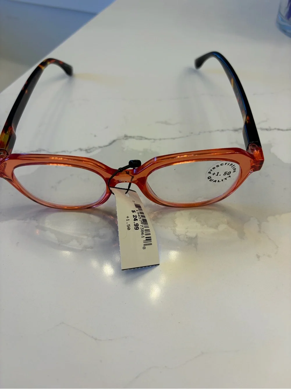 Orange Tortoise Transparent Oval Reading Glasses